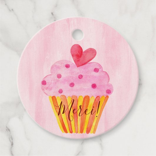 Cupcake dank u - Merci Bedankjes Labels (Voorkant)