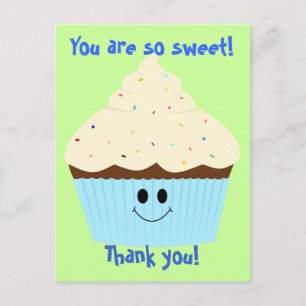 Cupcake dankt u (blauw) Briefkaart