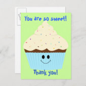 Cupcake dankt u (blauw) Briefkaart (Voorkant / Achterkant)