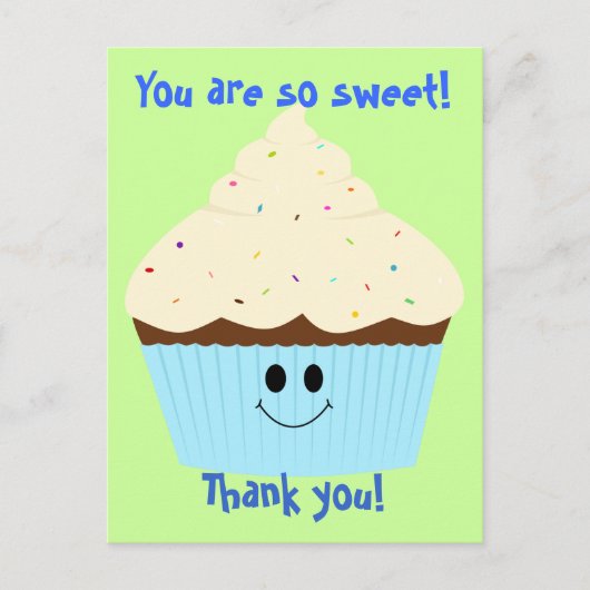 Cupcake dankt u (blauw) Briefkaart (Voorkant)