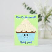 Cupcake dankt u (blauw) Briefkaart (Staand voorkant)
