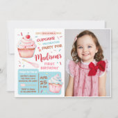 Cupcake Decorating Party Bakken Verjaardagsfoto Kaart (Voorkant)