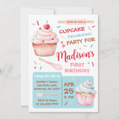 Cupcake Decorating Party Schattigee Baking Girl Ve Kaart (Voorkant)