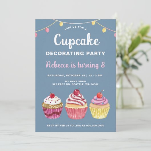 Cupcake decoreren Party Girl Verjaardag Kaart (Staand voorkant)