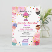 Cupcake decoreren verjaardag, kind bakken bash kaart (Staand voorkant)
