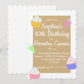 Cupcake Decoreren Verjaardag Uitnodiging (Voorkant / Achterkant)