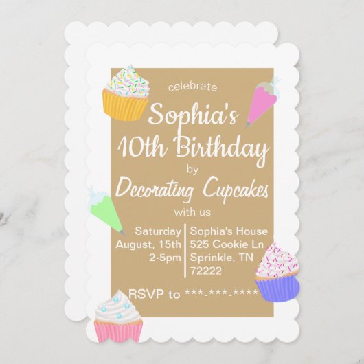 Cupcake Decoreren Verjaardag Uitnodiging (Voorkant / Achterkant)