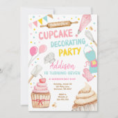 Cupcake Decorting Party Girl Kinder Baking Birthda Kaart (Voorkant)