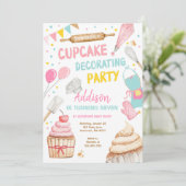Cupcake Decorting Party Girl Kinder Baking Birthda Kaart (Staand voorkant)