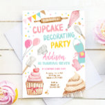 Cupcake Decorting Party Girl Kinder Baking Birthda Kaart<br><div class="desc">Een geweldige manier om je gasten uit te nodigen voor je verjaardagsfeestje! Het koken van verjaardagsthema.</div>