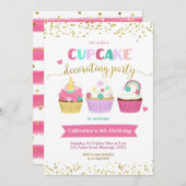 Cupcake Decorting Party Invitation Kaart (Voorkant / Achterkant)