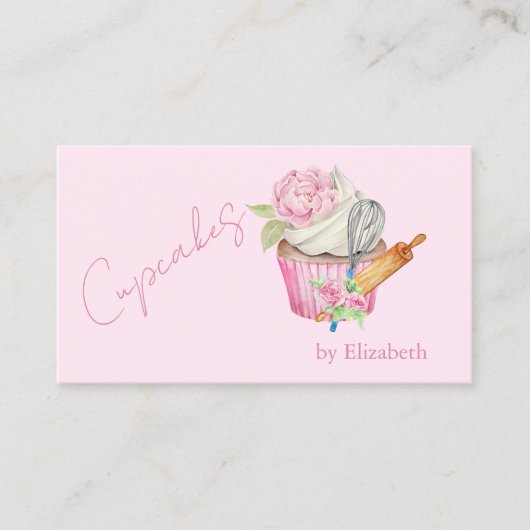 Cupcake,Deegroller,Gardeer,Een boeket bloemen  Visitekaartje (Voorkant)