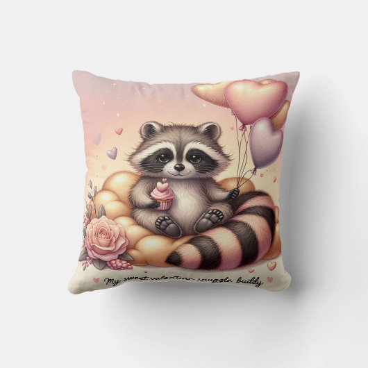 Cupcake Delight Raccoon Valentijns Kussen (Achterkant)