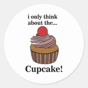Cupcake denk ik alleen maar aan de cupcake ronde sticker