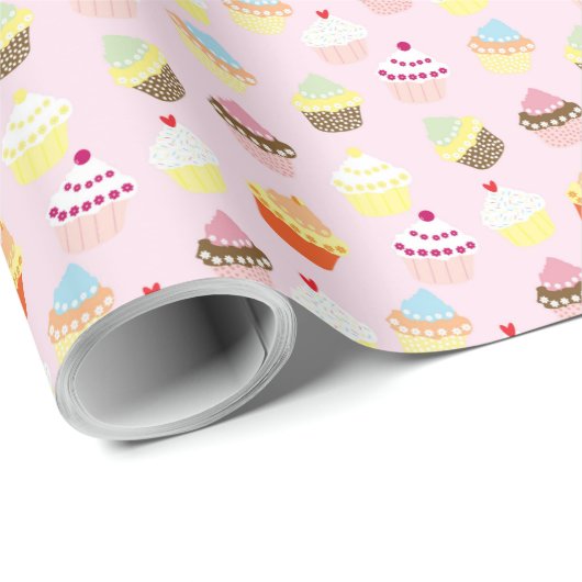 Cupcake Design Birthday Gift Wrapping Paper Cadeaupapier (Rol Hoek)