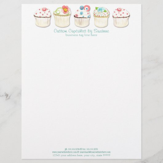 Cupcake Dessert Baking Bakery Business Identity Custom Briefhoofd (Voorkant)