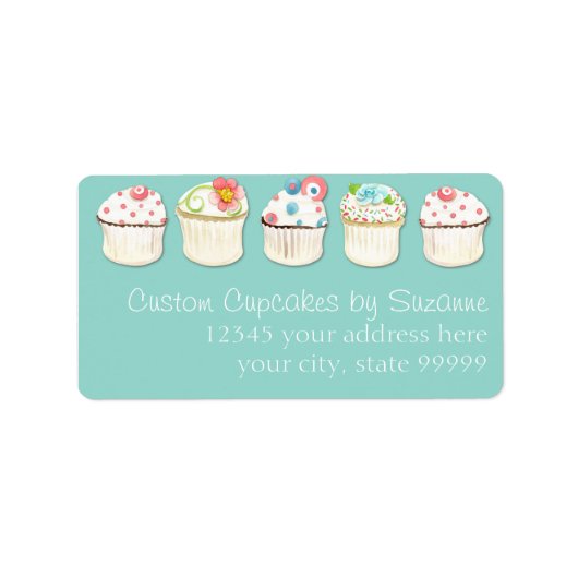 Cupcake Dessert Baking Bakery Business Identity Etiket (Voorkant)