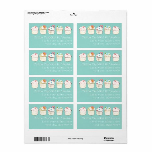 Cupcake Dessert Baking Bakery Business Identity Etiket (Full Sheet)