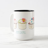 Cupcake Dessert Baking Bakery Business Identity Tweekleurige Koffiemok (Voorkant links)