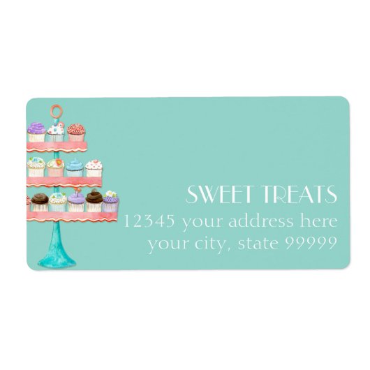 Cupcake Dessert Baking Bakery Business Package Etiket (Voorkant)