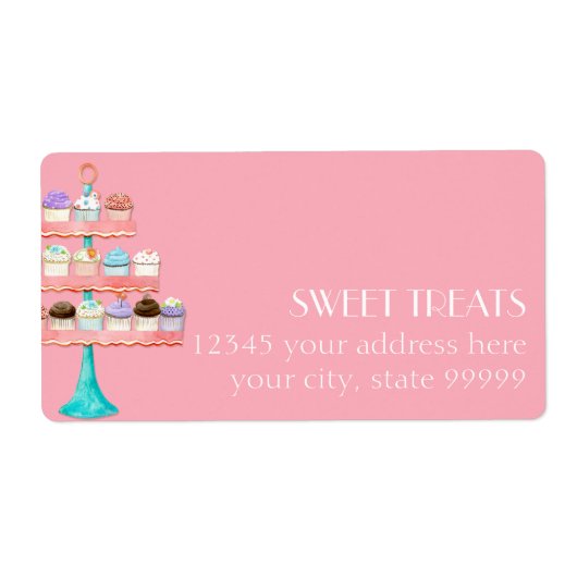 Cupcake Dessert Baking Bakery Business Package Etiket (Voorkant)