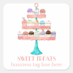 Cupcake Dessert Baking Bakery Business Package Vierkante Sticker
