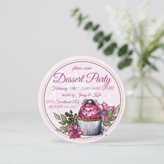 Cupcake Dessert Party Kaart (Staand voorkant)