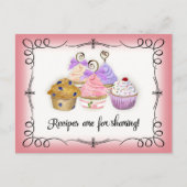 Cupcake Dessert Waterverf Recipe Vrijgezellenfeest Briefkaart (Voorkant)