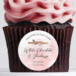 Cupcake Desserts Blush Roze Waterverf Gebak Chef Ronde Sticker