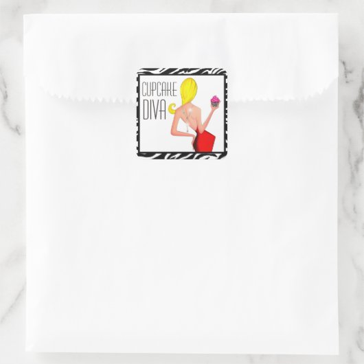 Cupcake DIVA Vierkante Sticker (Tas)