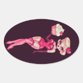 Cupcake Doll Ovale Sticker (Voorkant)