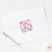 Cupcake Donuts Macarons Je bent zo lief Vierkante Sticker (Envelop)