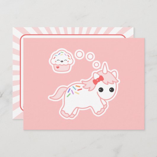 Cupcake Dream Unicorn Briefkaart (Voorkant / Achterkant)