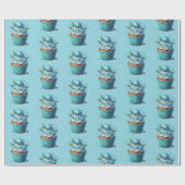 Cupcake Eenvoudig Minimal Blue Cadeaupapier (Vlak)