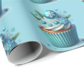 Cupcake Eenvoudig Minimal Blue Cadeaupapier (Rol Hoek)