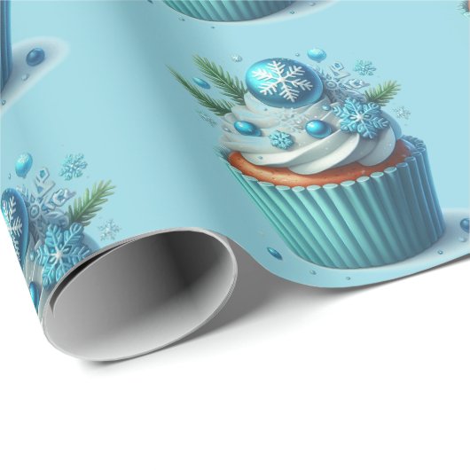 Cupcake Eenvoudig Minimal Blue Cadeaupapier (Rol Hoek)