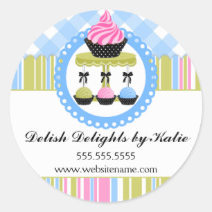 Cupcake en Cake Poppen Bakkerij Box Seal Ronde Sticker