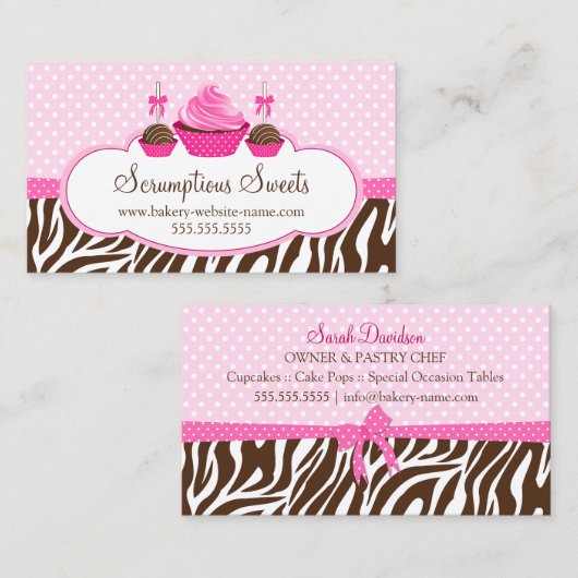 Cupcake en Cake Poppen Bakkerij Visitekaartje (Voorkant / Achterkant)