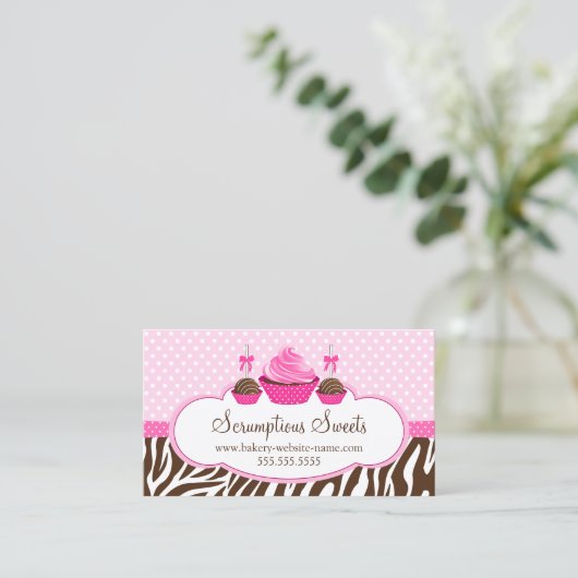 Cupcake en Cake Poppen Bakkerij Visitekaartje (Staand voorkant)