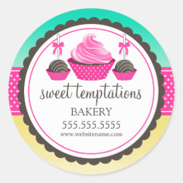 Cupcake en Cake Poppen Feestelijke Bakkerij Box Se Ronde Sticker
