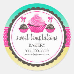 Cupcake en Cake Poppen Feestelijke Bakkerij Box Se Ronde Sticker