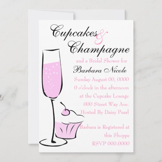 Cupcake en Champage Kaart (Voorkant)