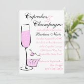 Cupcake en Champage Kaart (Staand voorkant)