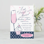 Cupcake en Champage Kaart (Staand voorkant)