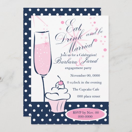 Cupcake en Champage Kaart (Voorkant / Achterkant)