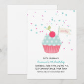 Cupcake en Confetti Birthday Kaart (Voorkant / Achterkant)