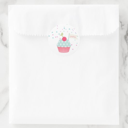 Cupcake en Confetti Ronde Sticker (Tas)