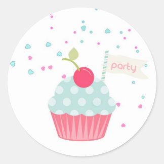 Cupcake en Confetti Ronde Sticker