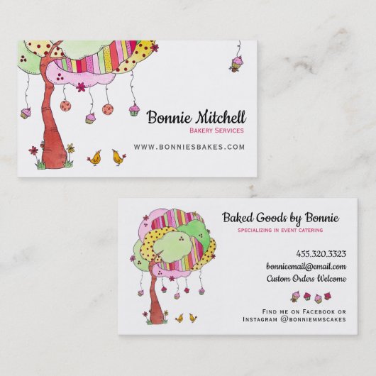 Cupcake en Cookie Tree Bakkerij Visitekaartje (Voorkant / Achterkant)