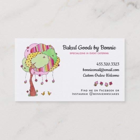 Cupcake en Cookie Tree Bakkerij Visitekaartje (Achterkant)